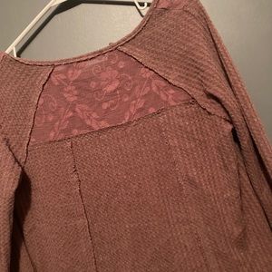 dark pink long sleeve bouquet shirt